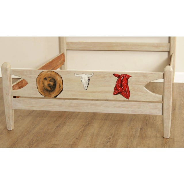 Western Style Custom Hand-Painted Full Size Bed Frame For Sale - Image 9 of 13