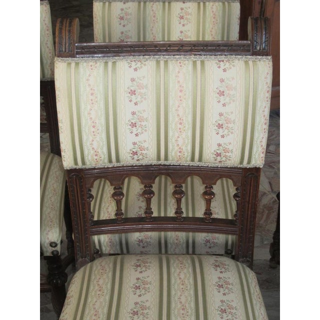 Wood Antique French Dining Chairs in Walnut, Set of 6 For Sale - Image 7 of 13