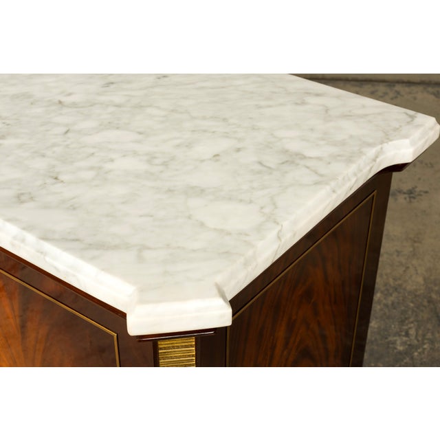 Mid 20th Century French Louis XVI Style Mahogany Sideboard Buffet With Carrara Marble Top For Sale - Image 12 of 18