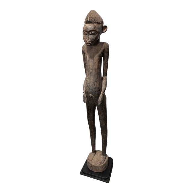 Vintage Life Size African Senufo Tyepka Standing Maternity Figure 60" H Côte d'Ivoire W/Stand For Sale