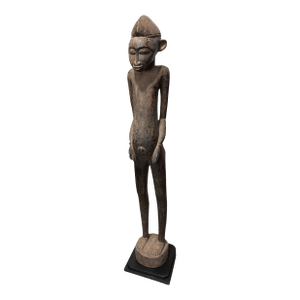 Vintage Life Size African Senufo Tyepka Standing Maternity Figure 60" H Côte d'Ivoire W/Stand