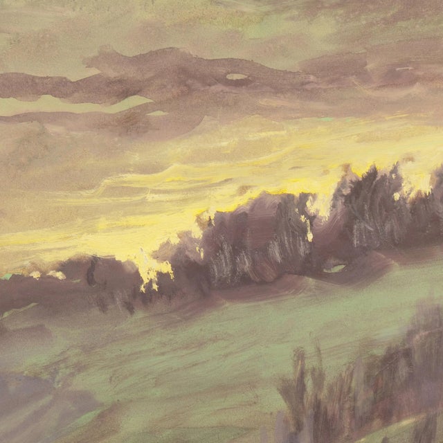 Paper 'Sunset Landscape' by Georg Kosmiadi, 1966, Russian-German Artist, Hamburg, Rivne, Volhynia For Sale - Image 7 of 8