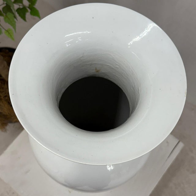 Ceramic Large Pearl White Ceramic Glazed Vase For Sale - Image 7 of 7