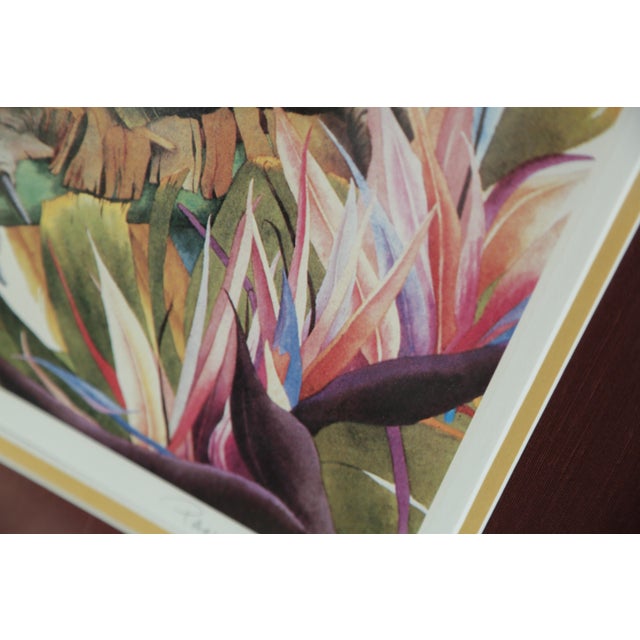 Late 20th Century Tropical Parrot Limited Edition Print by Pam Mark 'Birds of Paradise' in Faux Bamboo Frame For Sale - Image 5 of 18