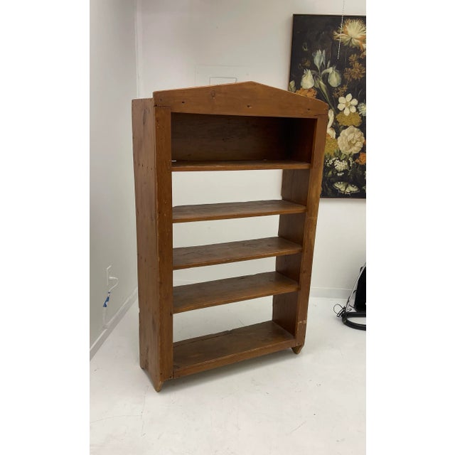 1970s Vintage Primitive Style Wood Bookcase Shelves For Sale - Image 4 of 6