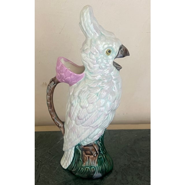 Green Vintage Mottahedeh Parrot Majolica Pitcher For Sale - Image 8 of 9