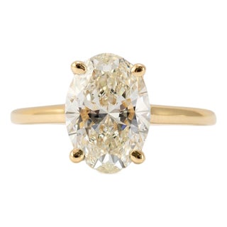14k Yellow Gold 3.01ct Igi Oval Cut Lab Grown Diamond Solitaire Engagement Ring, Size 7.5 For Sale