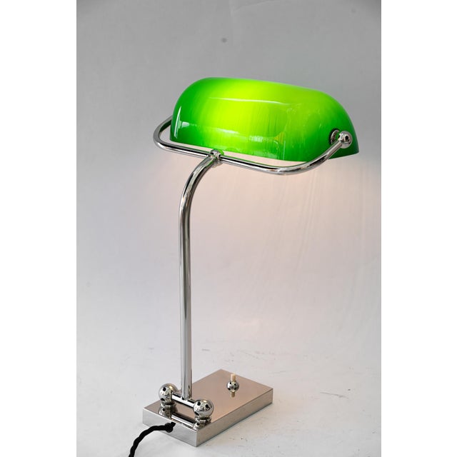 Art Deco Adjustable Nickel-Plated Banker Lamp, Vienna, Austria, 1920s For Sale - Image 9 of 16