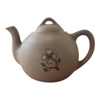 1960s foriginThe Pigeon Forge Pottery Dogwood Motif Small Teapot Stoneware Decor For Sale