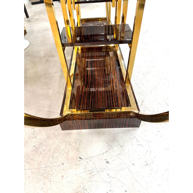 Custom Macassar Ebony and Brass Demi Lune Room Divider For Sale - Image 15 of 18