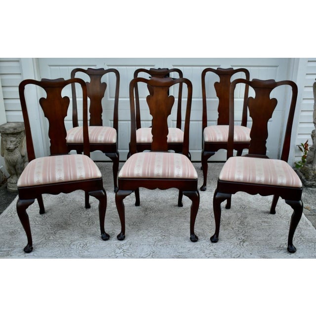 Vintage (1980's) Set of Six Side Dining Chairs from Statton/OldTowne. They have a Queen Anne Style. The Wood is...