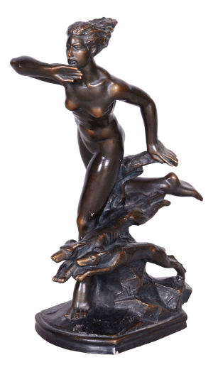 Vintage Art Deco Sculpture in Ceramic and Bronze by Jan Lichtág, 1930s