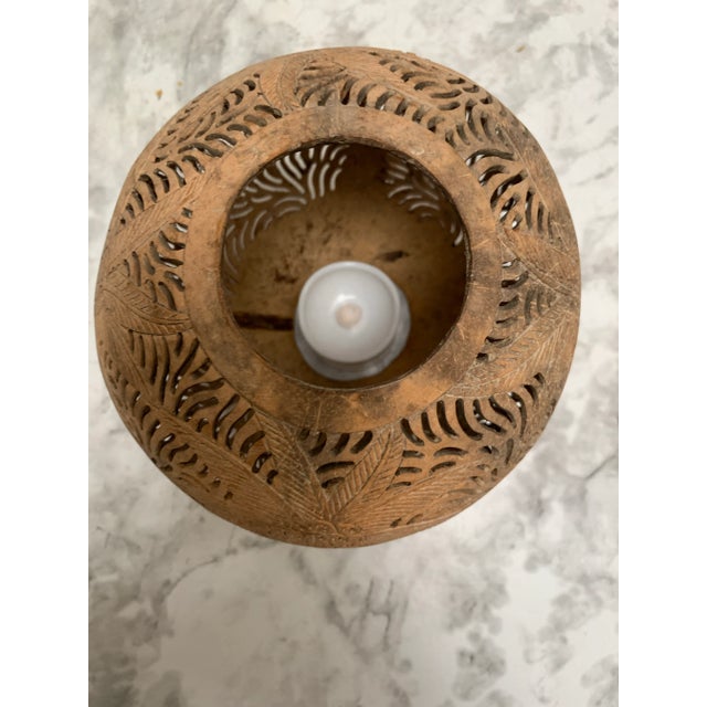 1970s Vintage Carved Polynesian Style Palm Tree Gourd For Sale - Image 5 of 11