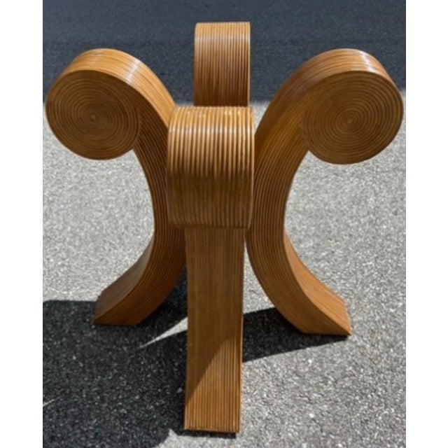 Bamboo Pencil Reed Round Glass Dining Table For Sale - Image 12 of 12