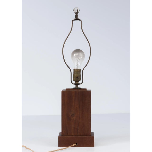 Handmade Primitive Moderne Folk Art Skyscraper Lamp Walnut Mid Century For Sale - Image 4 of 13