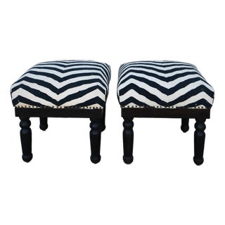 Vintage Zebra Stripe Footstool Ottoman - Each For Sale