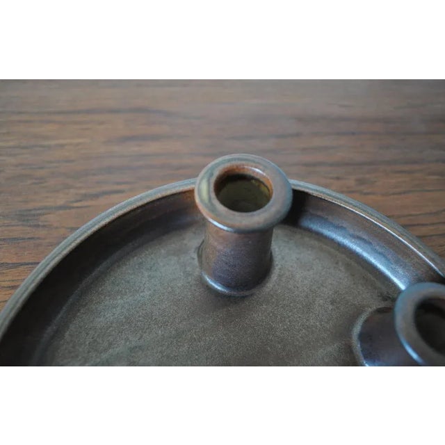 Candleholder in Stoneware with Harefur Glaze, 1970s For Sale - Image 4 of 9