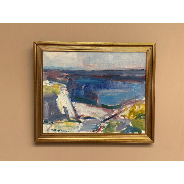 Arthur Y. Nilsson, Coastal Landscape, 1950s, Oil on Canvas, Framed For Sale - Image 15 of 18
