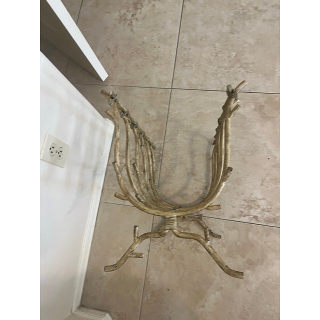 Brutalist Gold Twig Branch Iron Fireplace Log Holder - Magazine Newspaper Rack For Sale - Image 9 of 12