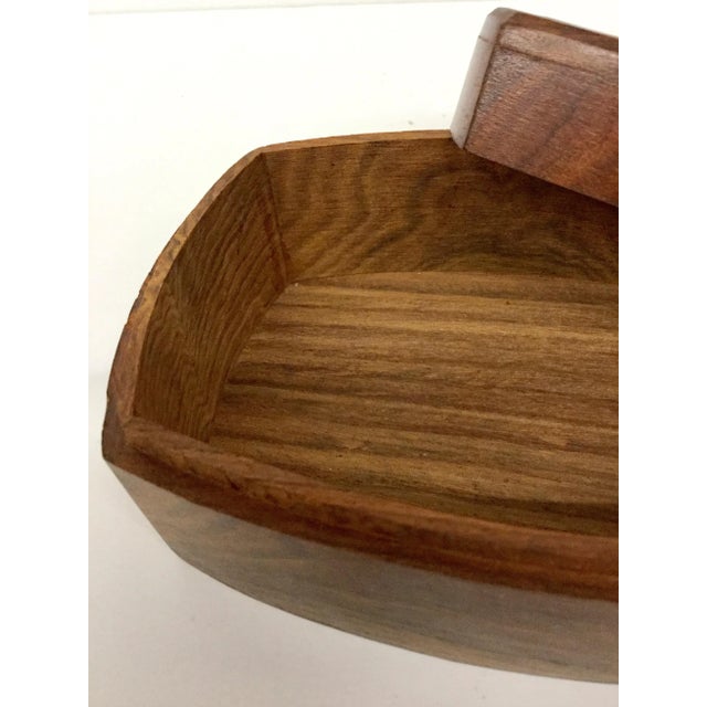 1950s Mid-Century Modern Hand Carved Wood & Brass Inlay Box For Sale - Image 11 of 13