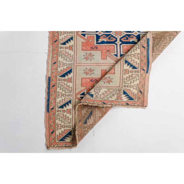Tan 1960s Bold Geometric Medallions in Terracotta & Navy Rug For Sale - Image 8 of 10