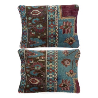 16"x24" SET OF 2 - Vintage Toss Pillow Covers. Handmade Rug Cushion Covers For Sale