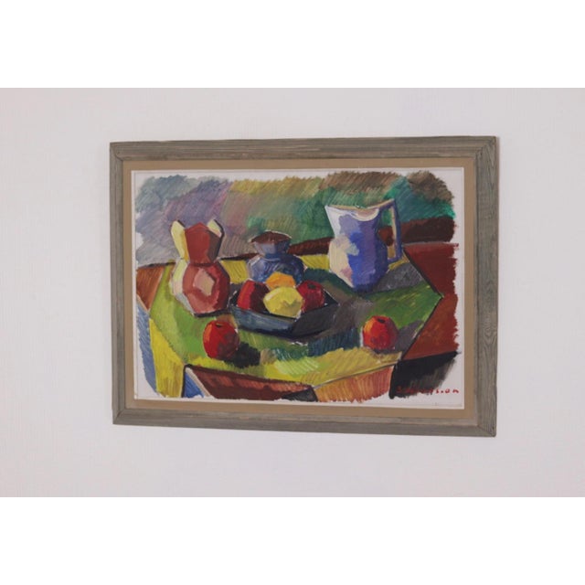 Bror Göransson, Cubic Jug and Fruit, 1950s, Oil on Canvas, Framed For Sale - Image 14 of 18