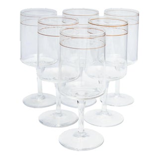 Midcentury Gold-Rimmed Stems, S/6 For Sale