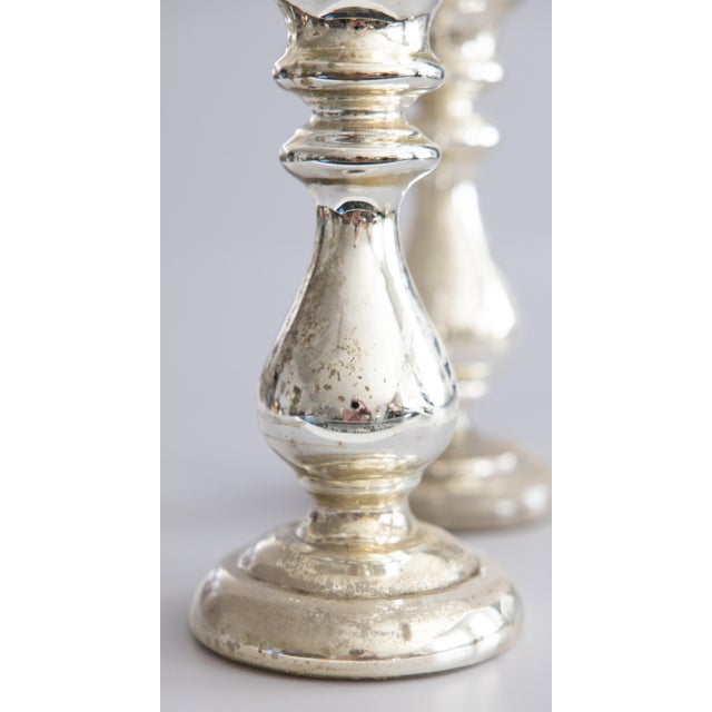 Silver 19th Century French Silvered Mercury Candlesticks - A Pair For Sale - Image 8 of 10