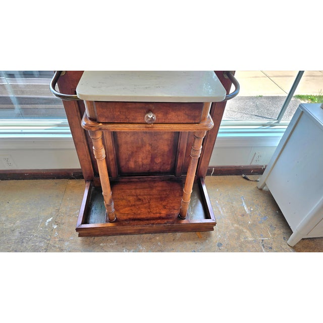Burnt Umber Vintage Apothecary Hallstand With Mirror For Sale - Image 8 of 10