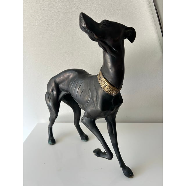 Mid 20th Century Mid 20th Century Vintage Pharoah Hound Deco Style Brass Statue For Sale - Image 5 of 10