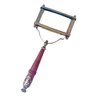 Wooden and Brass Square Faced Magnifying Glass with Nautical Symbol For Sale