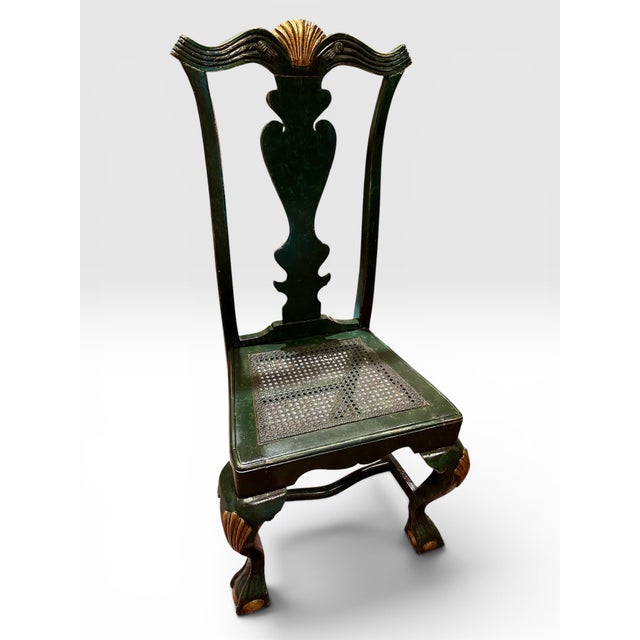 Army Green Four 19th Century Queen Anne Style Dark Green Painted Side Chairs. For Sale - Image 8 of 12