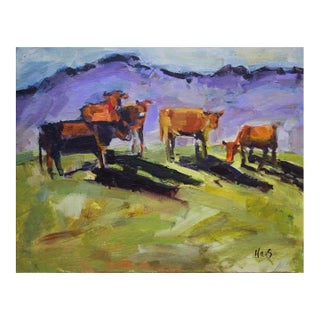 Cows Original Acrylic Painting Expressionist Modern Art For Sale