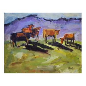 Cows Original Acrylic Painting Expressionist Modern Art