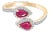18k Gold Ruby & Real Diamond Bypass Ring Size 6.5 For Sale