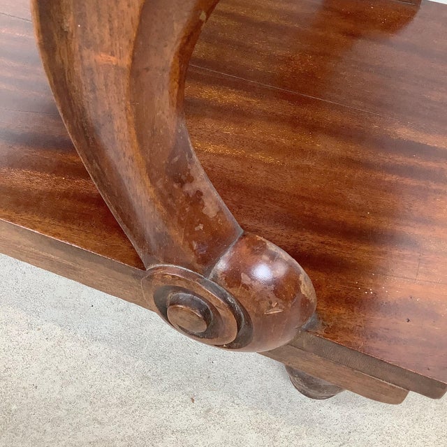 Vintage Classical Revival Upholstered Footstool With Scroll Base For Sale - Image 9 of 12