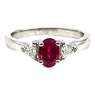 0.87 Ct Ruby & Diamond Ring Size 7 For Sale