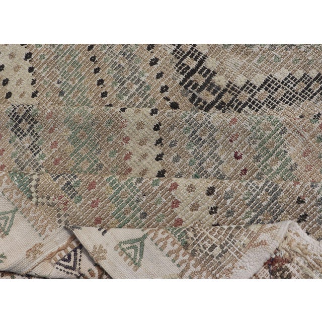 Vintage Turkish Embroidered Flat-Weave Rug With Geometric Design 7'4 X 10'6 For Sale - Image 14 of 15
