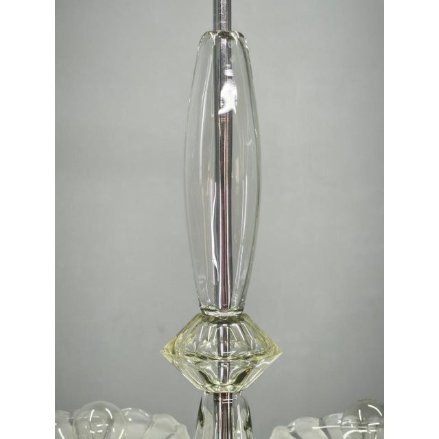 1930s Art Deco Six-Arm Glass Chandelier, Czechoslovakia, 1930s For Sale - Image 5 of 12
