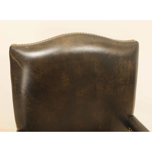 Vintage Kindel Armchair With Worn Distressed Black Leather For Sale In Palm Springs - Image 6 of 12