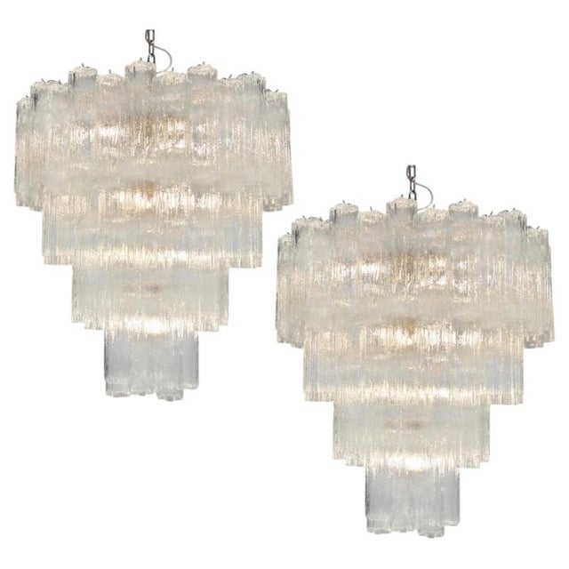 Italian Chandelier in Transparent Murano Glass, 1990, Set of 2 For Sale - Image 17 of 17