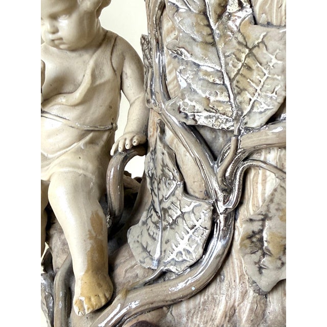 Figural Majolica Tree Trunk Vases by Villeroy & Boch, Germany, 1890, Set of 2 For Sale - Image 11 of 18