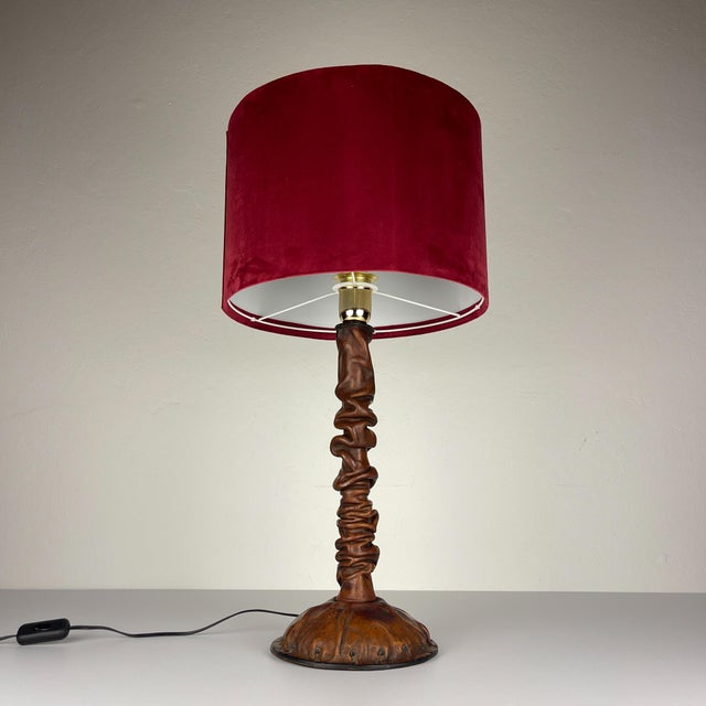 Vintage Italian Leather Table Lamp, 1950s For Sale - Image 10 of 18