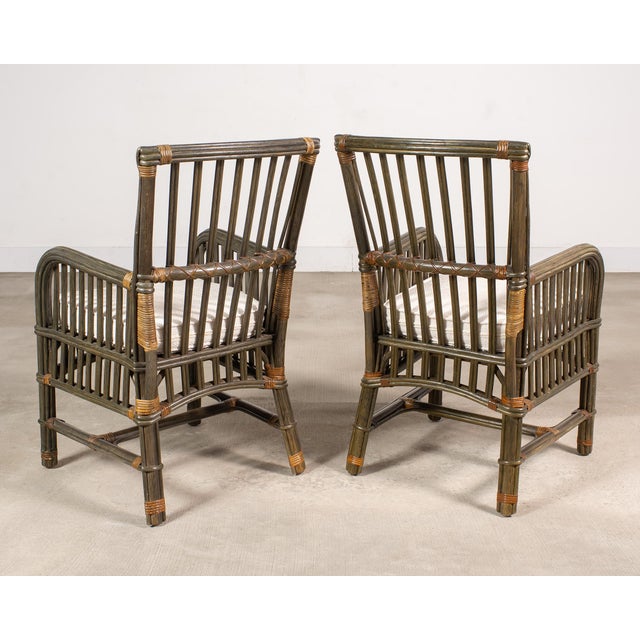 Pair Bielecky Brothers Organic Modern Rattan Dining Armchairs For Sale - Image 9 of 18