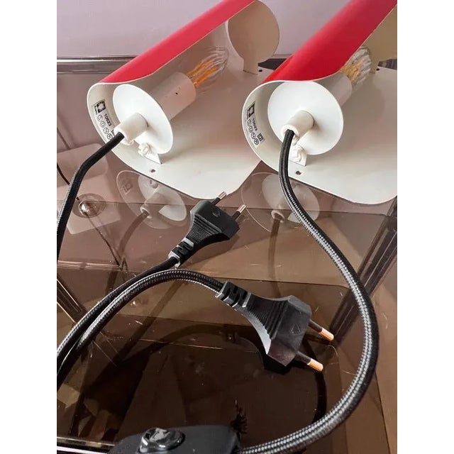 Wall Lamps in Red from Aneta, Set of 2 For Sale - Image 5 of 11