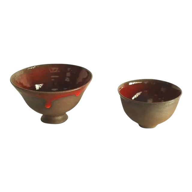 Vintage Oscar Bucher Mid-Century Studio Pottery Bowls - a Pair For Sale