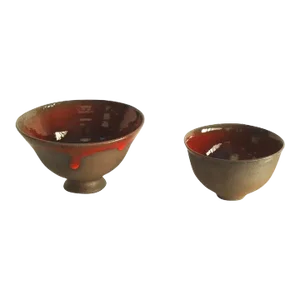 Vintage Oscar Bucher Mid-Century Studio Pottery Bowls - a Pair