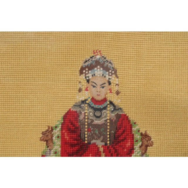 Textile Vintage Framed Needlepoint Chinese Empress For Sale - Image 7 of 12