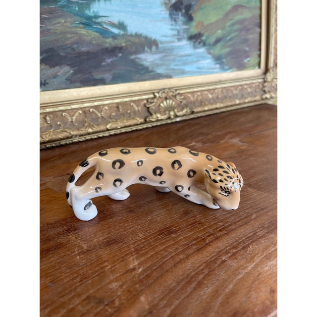 1970s Vintage Erphila Germany Porcelain Leopard Figurine With Hand-Painted Details. For Sale - Image 5 of 10